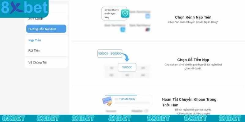 Hướng dẫn nạp tiền 8xbet đúng cách giúp giao dịch an toàn, không phát sinh lỗi